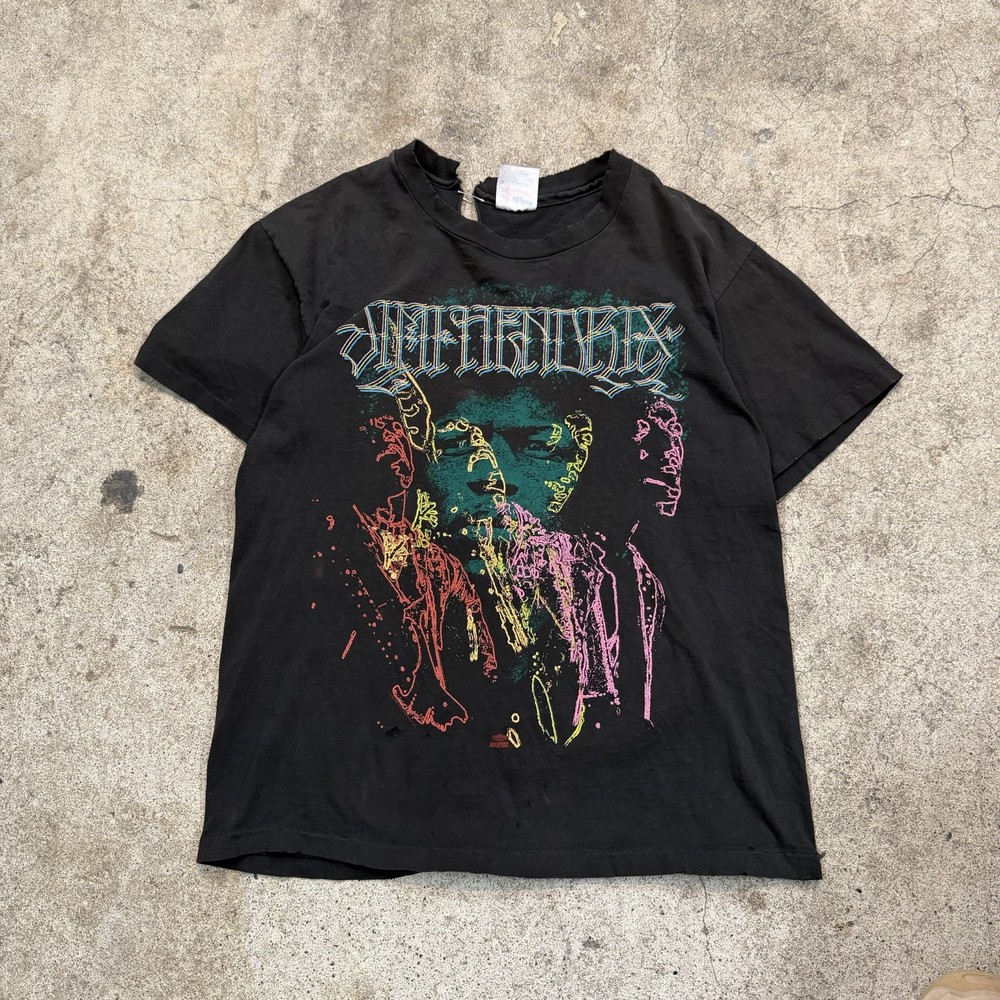 Vintage 1990s Jimi Hendrix Are You Experienced  T-Shirt Faded Distressed Pinned