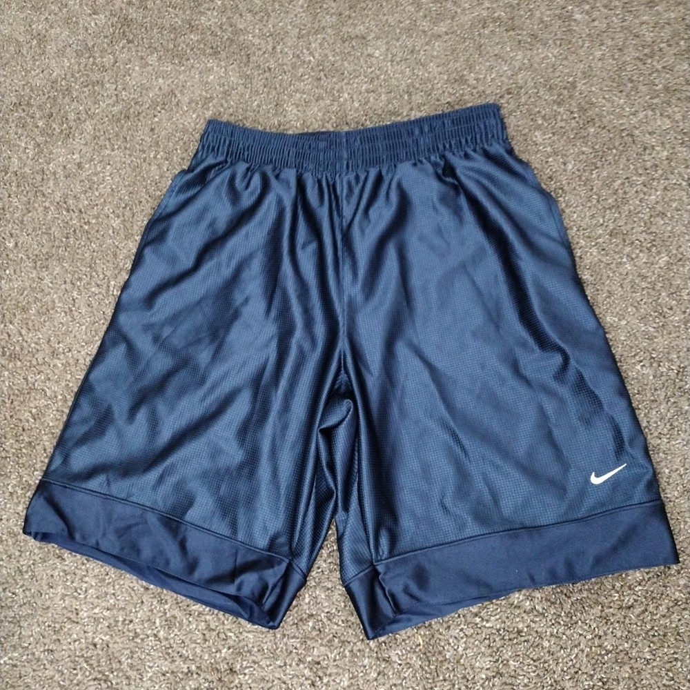 Vintage Y2K Nike Basketball Shorts Navy Silky Shiny Dazzle Baggy Mens Medium 9