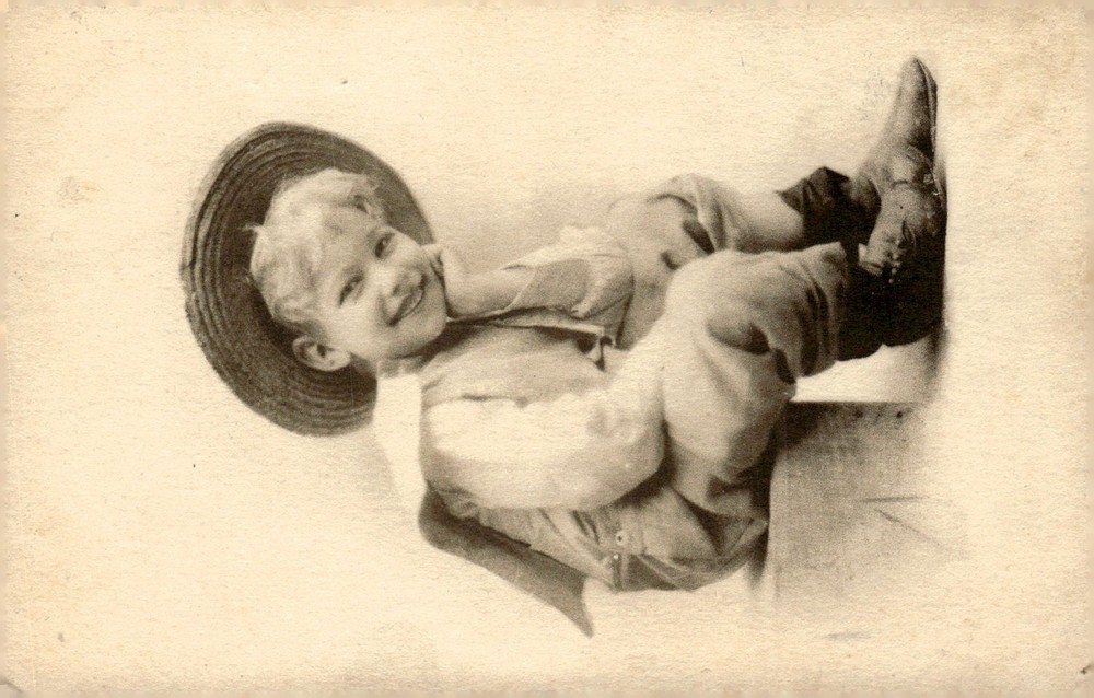1910s McGregor MN Portrait Smiling Boy in Straw Hat Real Photo Postcard RPPC