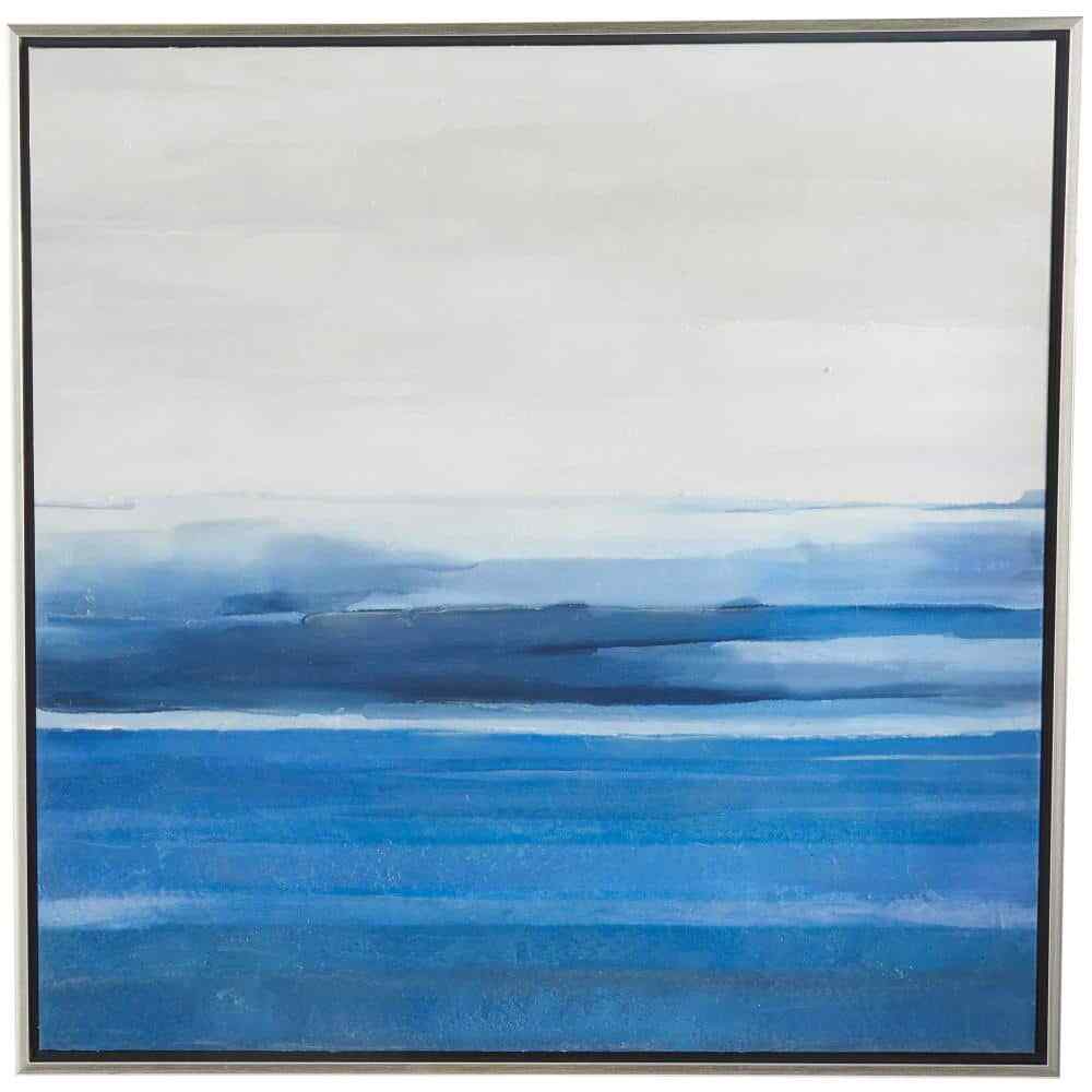1- Panel Landscape Abstract Ocean Inspired Framed Wall Art 37in.x37in.