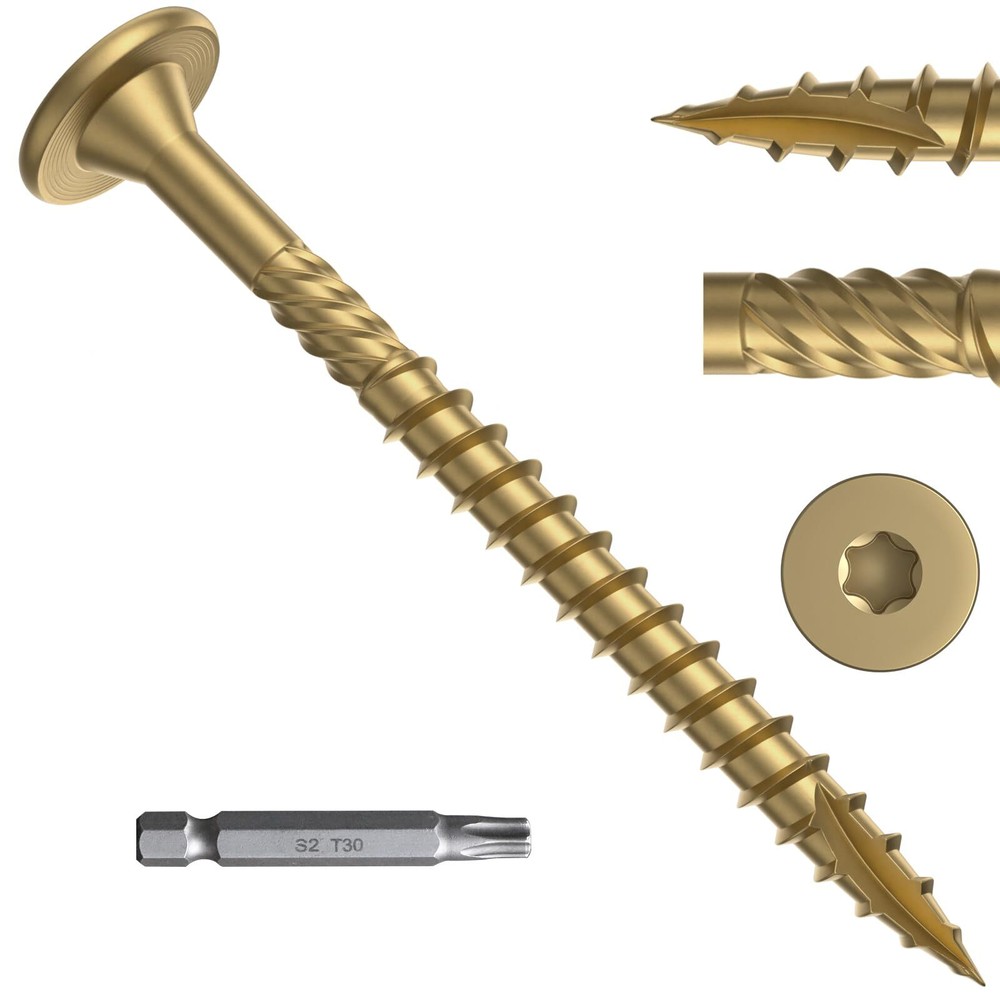 50Pcs 8-Inch #14 Star Drive Heavy-Duty Rust-Resistant Deck Screws
