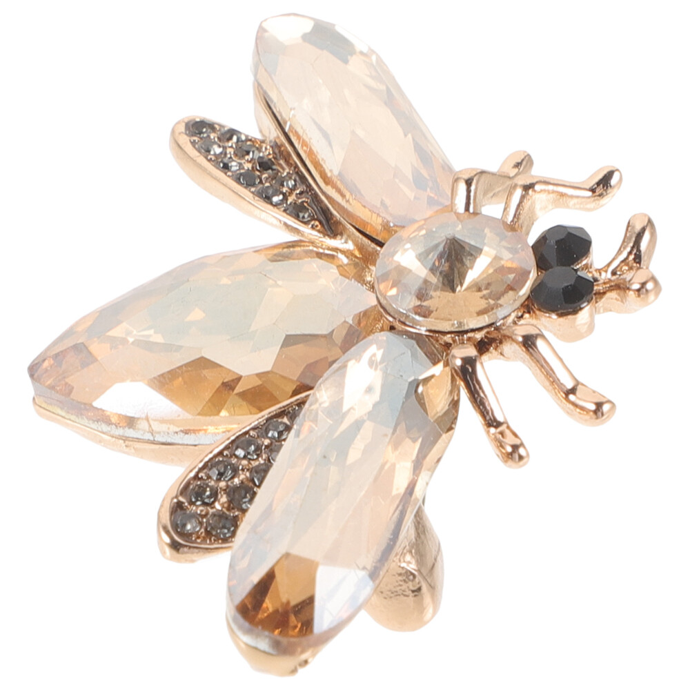 Beeswax Hard Enamel Lapel Pin Brooch (gold) Rhinestone Insect Miss