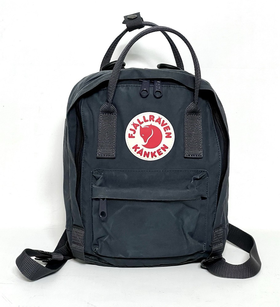 Fjallraven Kanken Mini Canvas Backpack # 23561 Graphite Grey EUC