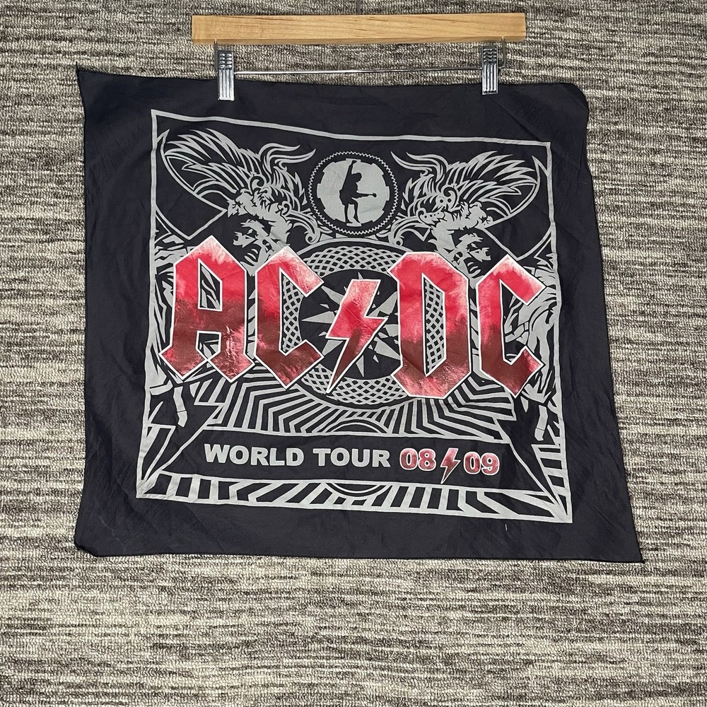 Y2K AC/DC Black Ice Tour 2009 Bandana Hard Rock Head Scarf-image