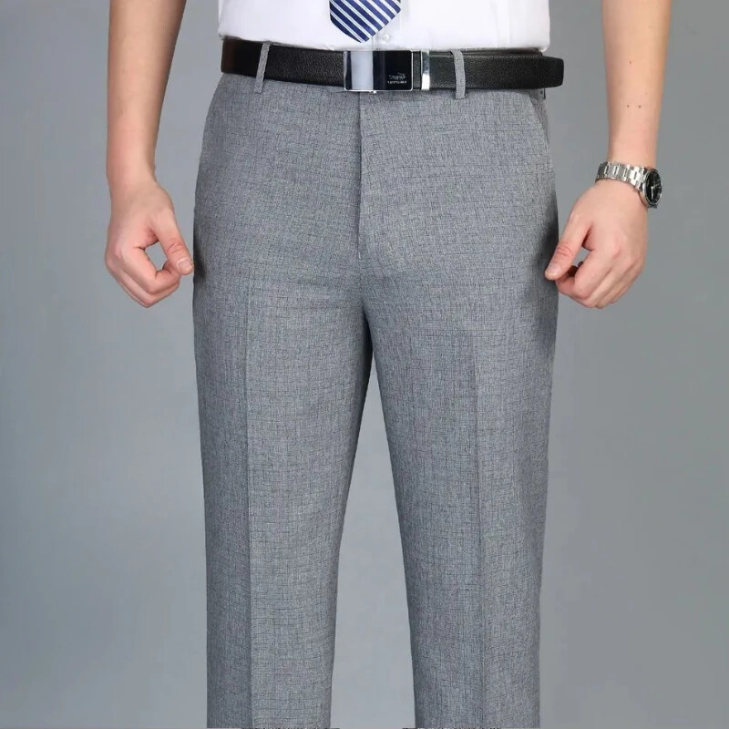 Stra Men Straight Fit Cotton Linen Business Trousers for Men
