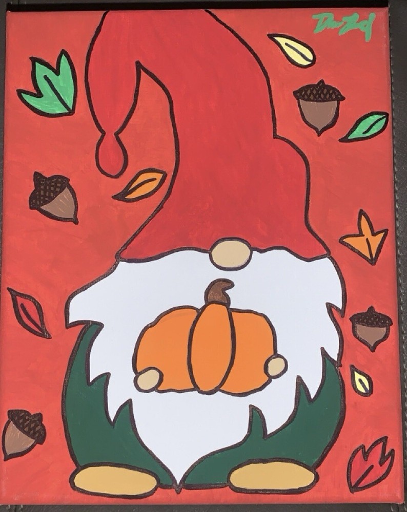 Gnome Fall Canvas Acrylic Painting