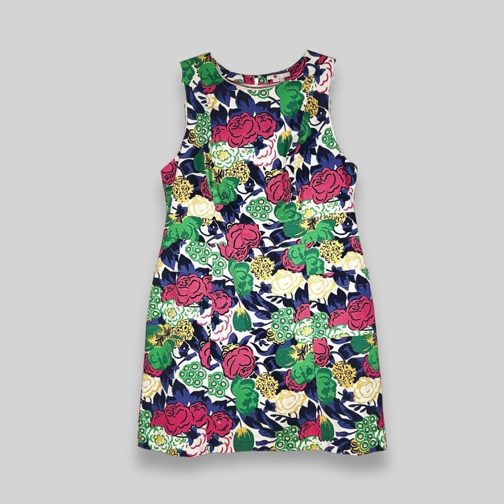 Boden Retro Pocket Mini Shift Dress Sleeveless Floral Print Multicolor W US 16