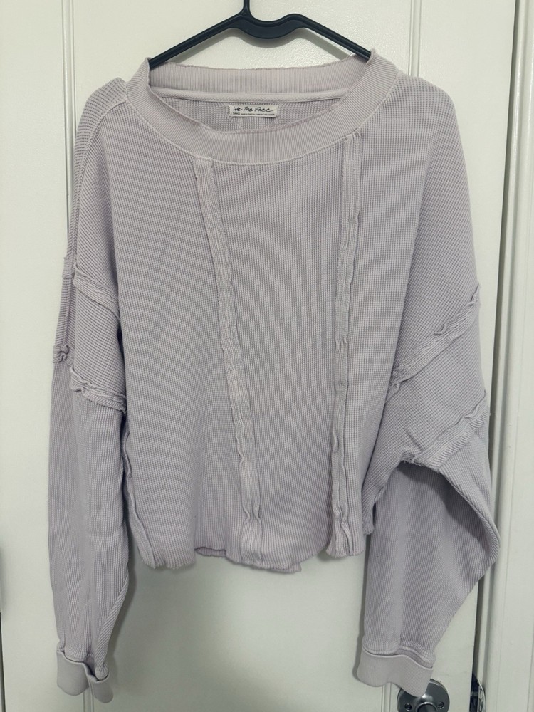 We The Free Ellie Women S Lavender Top Thermal Knit Long Sleeve Pullover N3