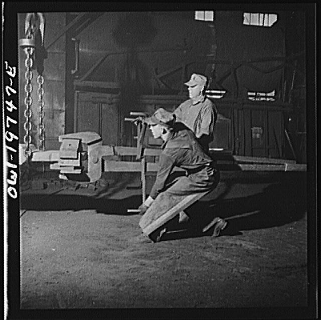 Photo:Topeka Kansas 1940s Blacksmiths Forging Hammering Hot Metal Workers