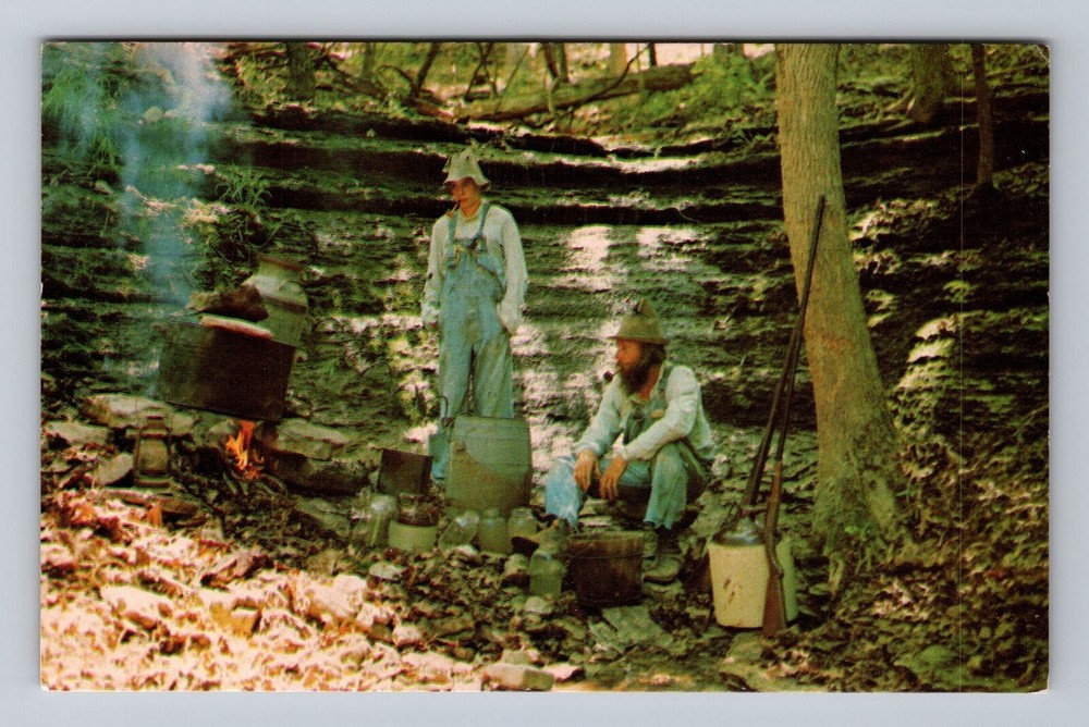 Ozarks Livin Hillbilly Style Making Moonshine Vintage Postcard