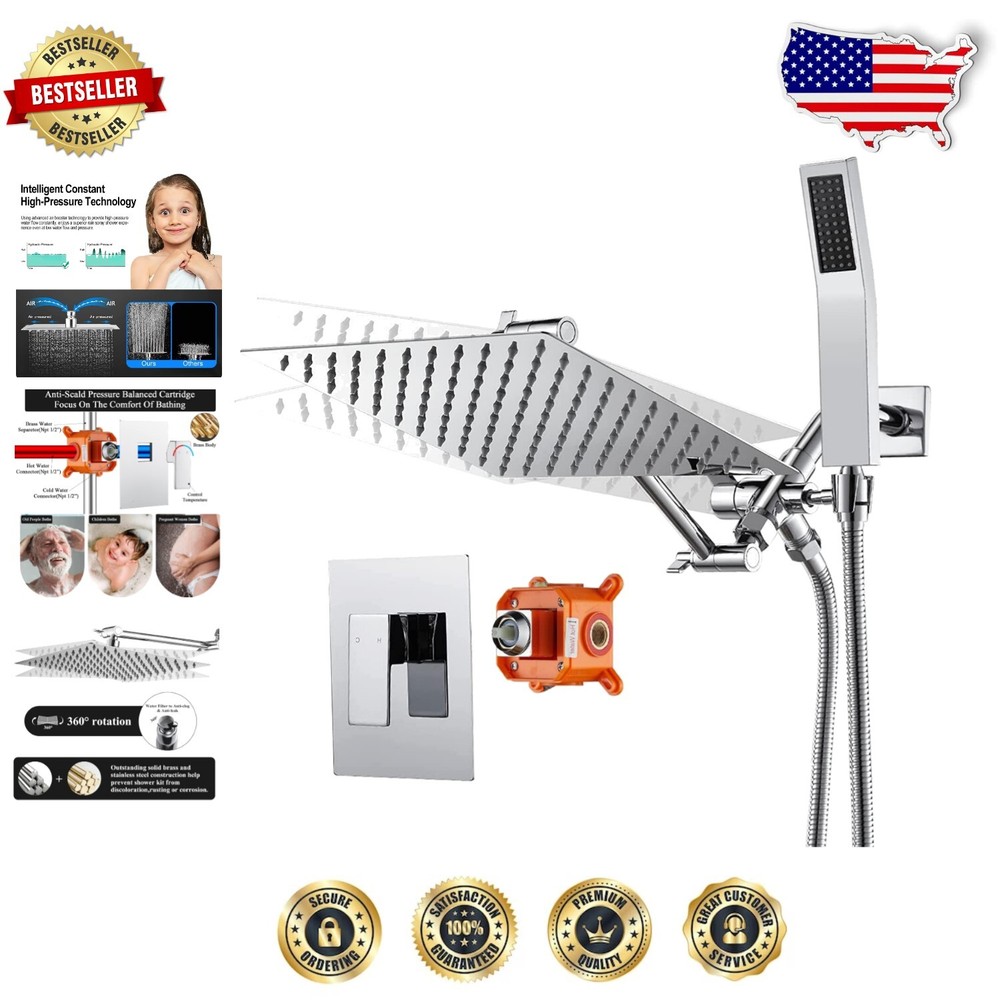 Upgrade Your Bathroom with All Metal Shower Faucet & 360-Degree Rainfall Shower