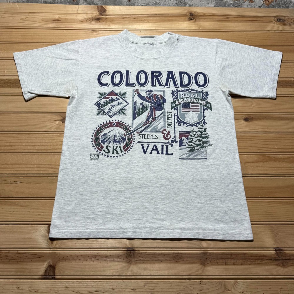 Vintage 1991 Colorado Vail Ski Steepest Real American Souvenir T-Shirt - Medium