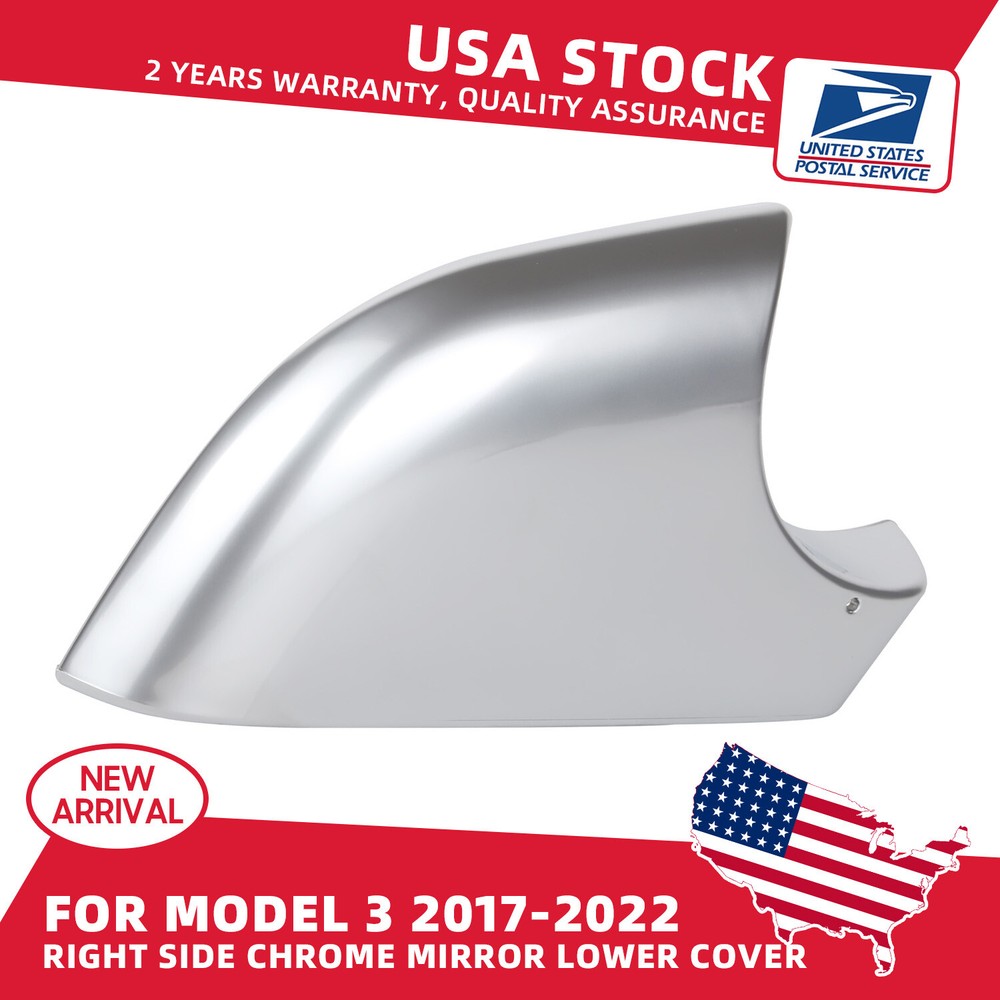 For Tesla Model 32017-2022 right Side Door Wing Mirror Cover Cap Housing Silver