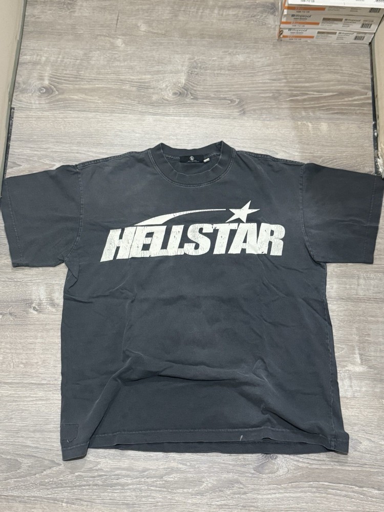 Hellstar Men's Black Cotton Graphic Print Crew Neck Short Sleeve T-Shirt
