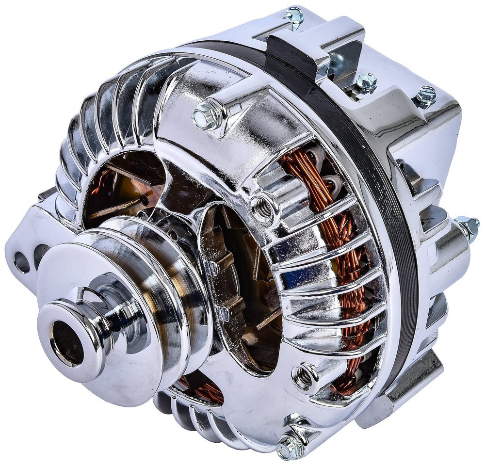 JEGS 10168 1-Wire 100 Amp Chrysler Alternator with Chrome V-Belt Pulley