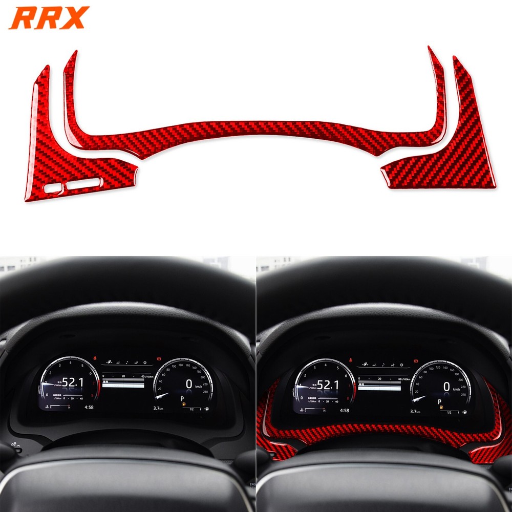 3Pcs Red Carbon Fiber Dashboard Speedometer Panel Cover For Toyota Camry 2018-24