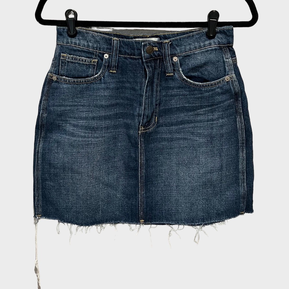 Madewell Rigid Denim Straight Frayed Hem Mini Skirt: Reworked Edition sz 26