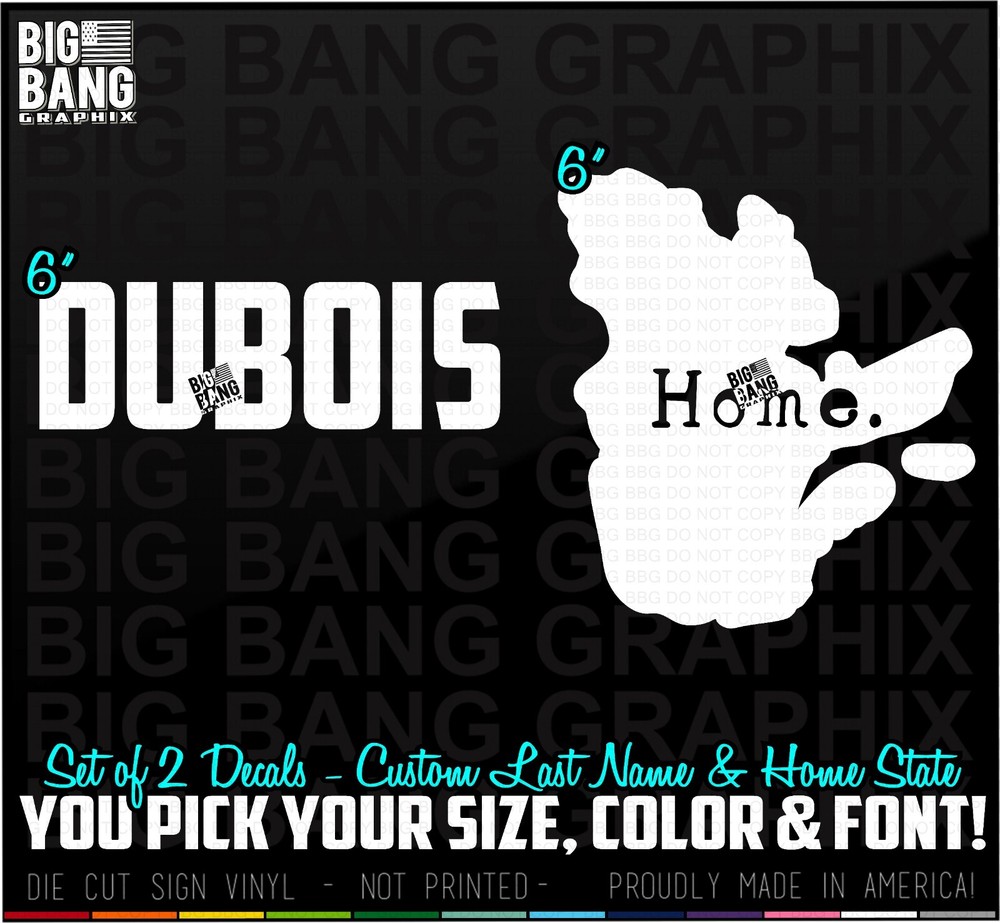 Custom Last Name & Home State Vinyl Decal Sticker Rig Semi Truck Driver Trucker