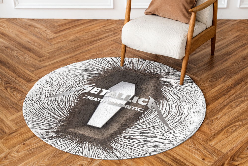 Metallica Rug Death Magnetic Album Art Round Rug Home Decor Fan-made 24-47in