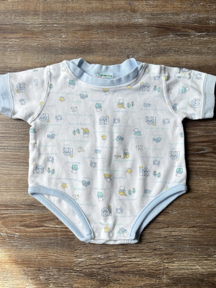 McBaby 0-3 Months One-Piece Bodysuit Animal Print Short Sleeve Cotton Snap
