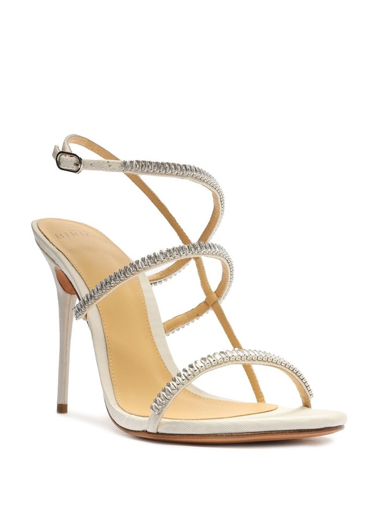 ALEXANDRE BIRMAN Womens White Sally Zircone Open Toe Stiletto Heeled Sandal 37.5
