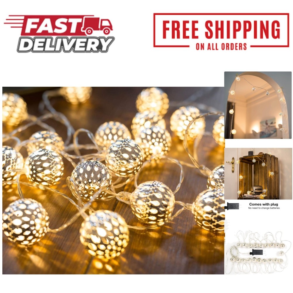 23ft Moroccan LED String Lights with Energy-Efficient Lantern Balls