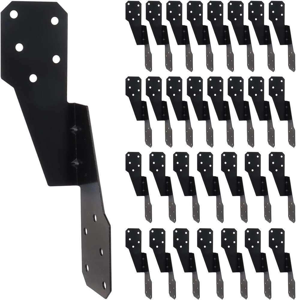 30 Pack Heavy Duty Black Powder-Coated Hurricane Ties Truss Rafter Brackets
