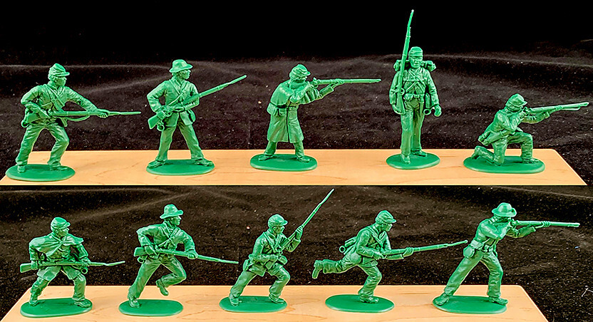 Accurate C.S.A Infantry set #2 in Green Color - 10 54mm soft plastic figures-image