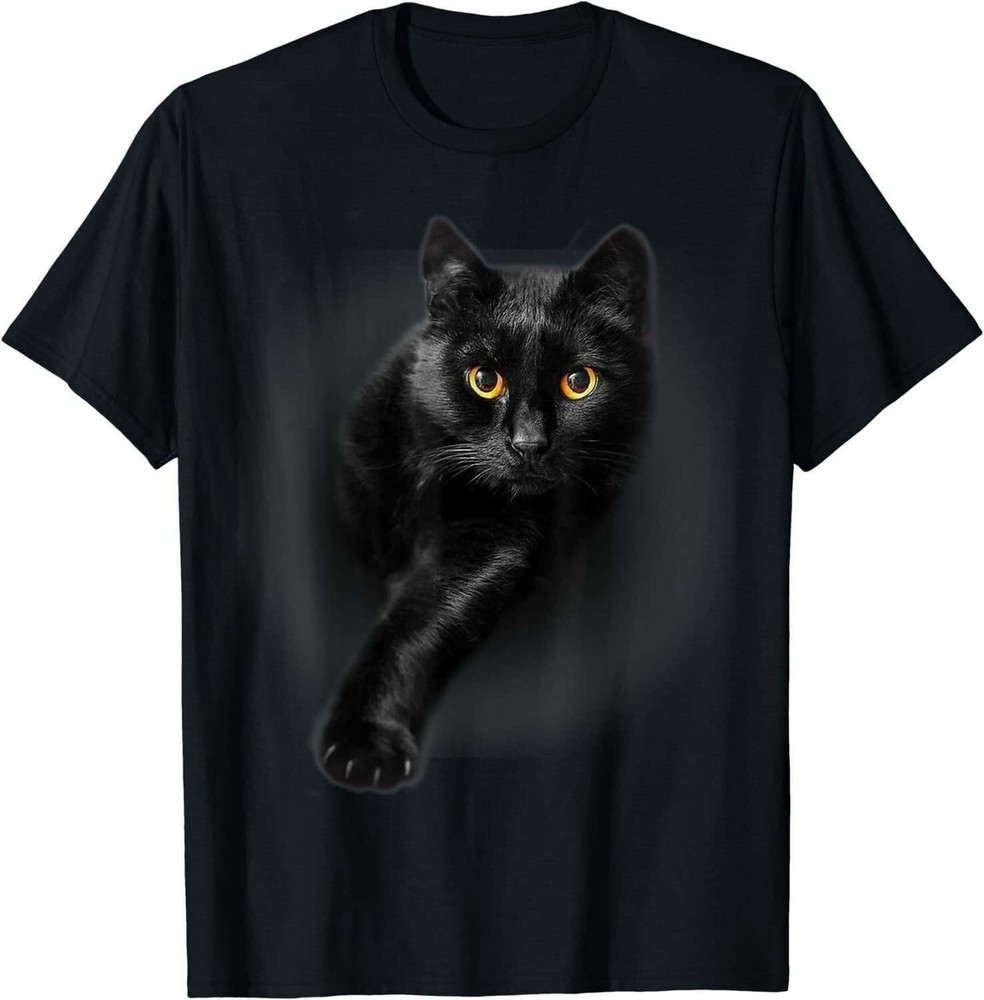 Black Cat Yellow Eyes T-Shirt Cats Tee Shirt Thanksgiving