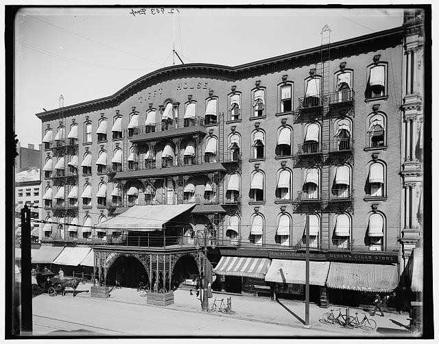 Tifft House,awnings,hotels,buildings,inns,streets,Buffalo,New York,NY,c1900