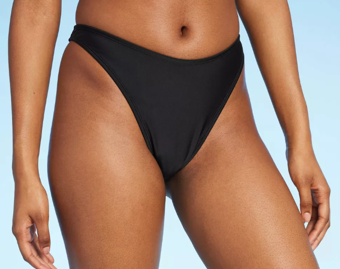 Women's Low-Rise High Leg Ultra Cheeky Bikini Bottom - Wild Fable Black S
