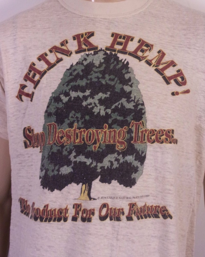 vintage 90s Think Hemp! T-Shirt 1997 Weed Marijuana Joint Hippie SZ M