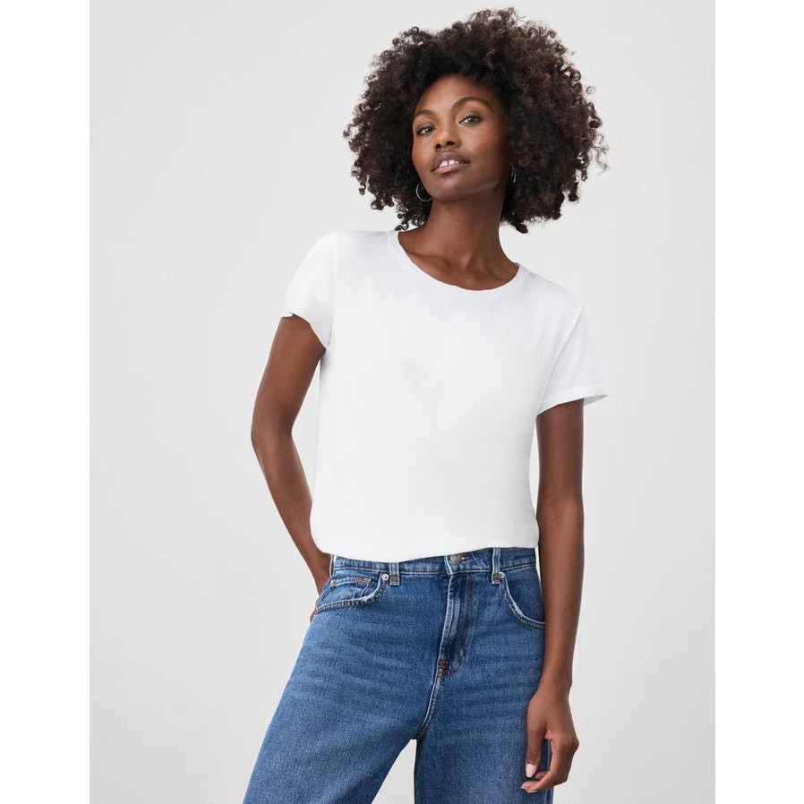 Splendid Women White Supima Cotton / Modal Knit Abbie Crewneck Tee Size XS