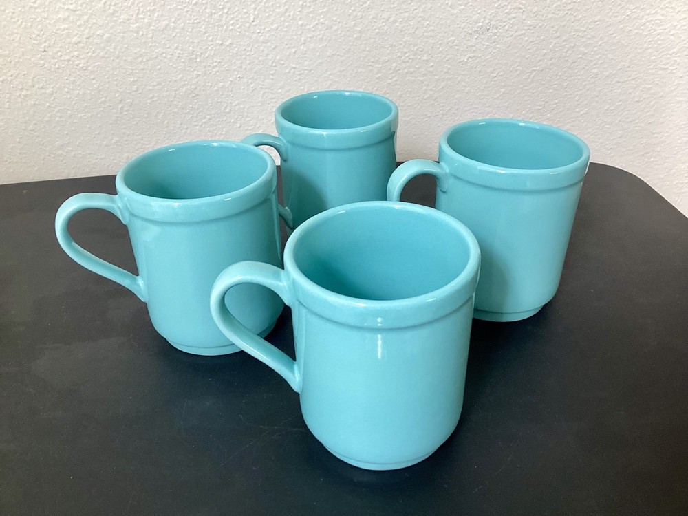 Kate Spade By Lenox NEW YORK 4 Coffee/Tea MUGS SET OF 4 Aqua Blue EXCELLENT!
