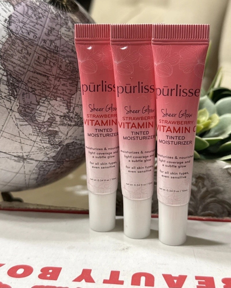 Purlisse Sheer Glow Strawberry Vitamin C Tinted Moisturizer in Light Medium 10ml 3-Pack