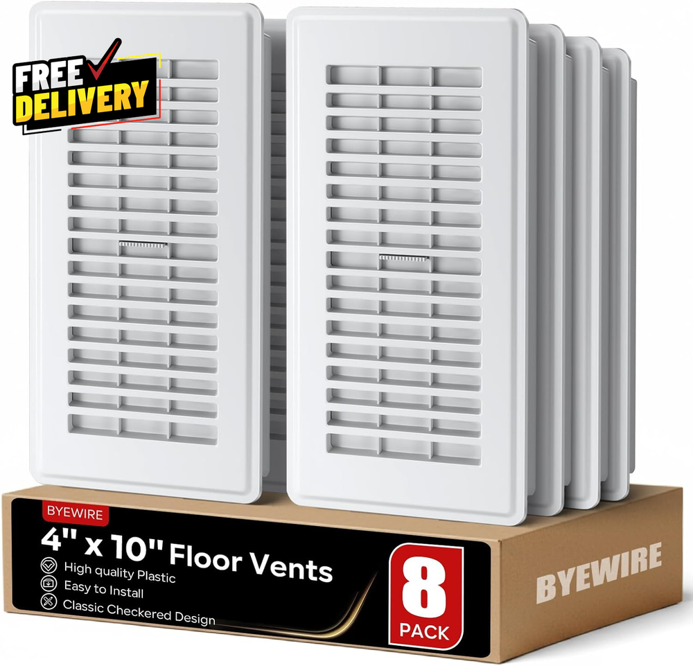 8 Pc Floor Vent Covers Plastic Floor Registers 4x10 White Home Office Ceiling