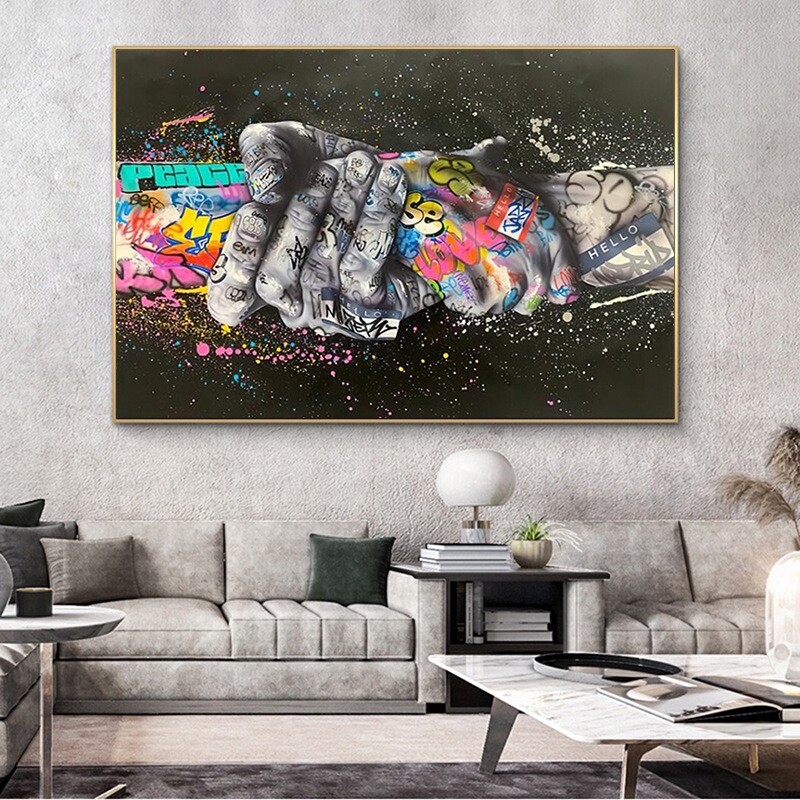 Holding hands Graffiti Pop Art  Painting Street Art Wall Decor wall art