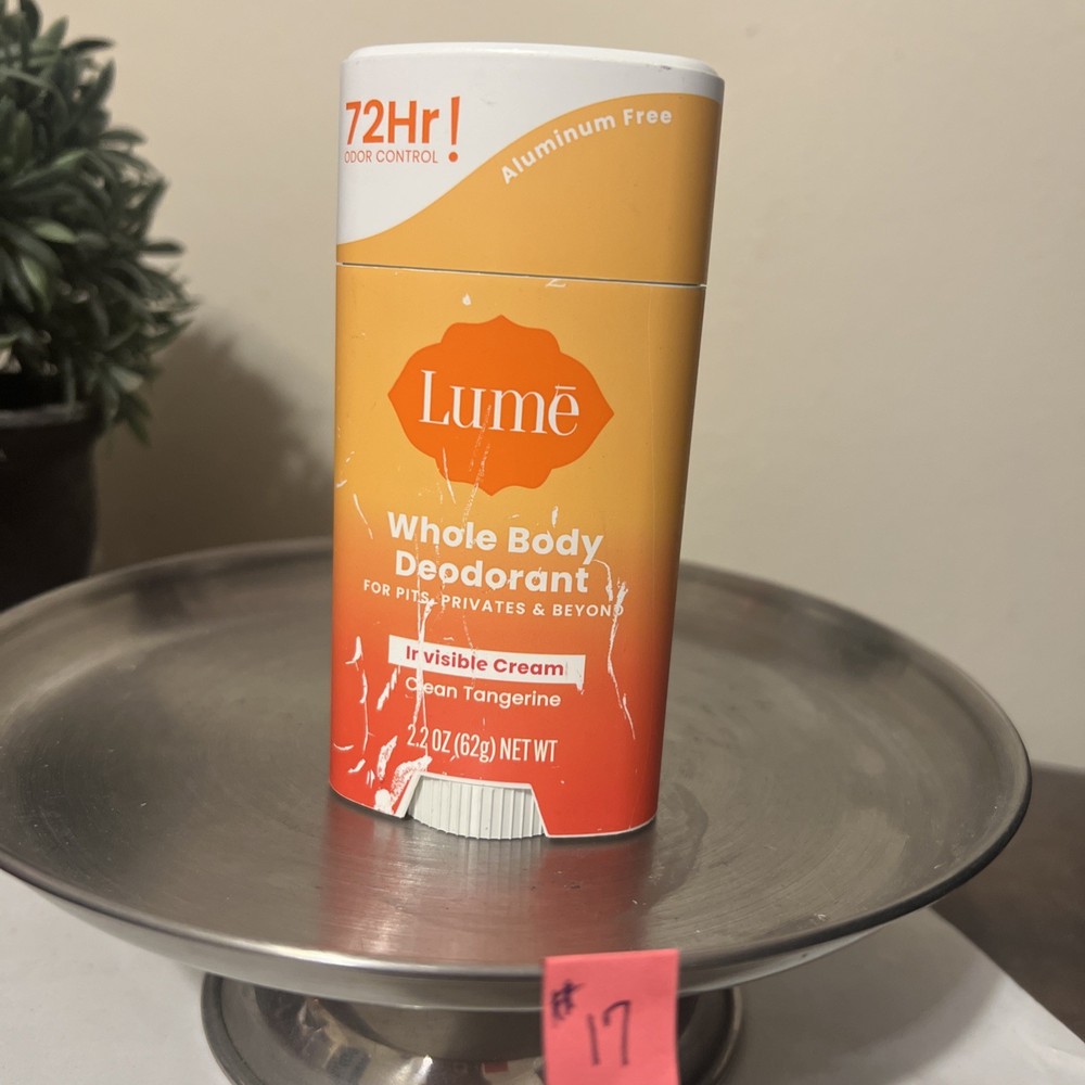 Lume Whole Body Deodorant - Invisible Cream - Clean Tangerine Scent - 2.2 oz