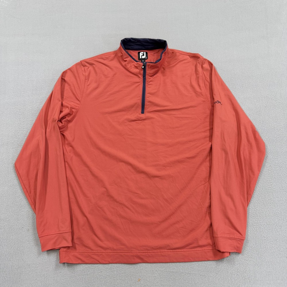 FootJoy Pullover Mens Large Orange 1/4 Zip Long Sleeve Reunion Golf Performance