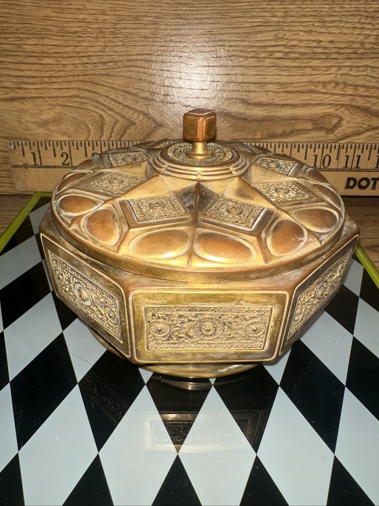 Erhard & Sohne German Secessionist Covered Octagonal Box Gilt Brass