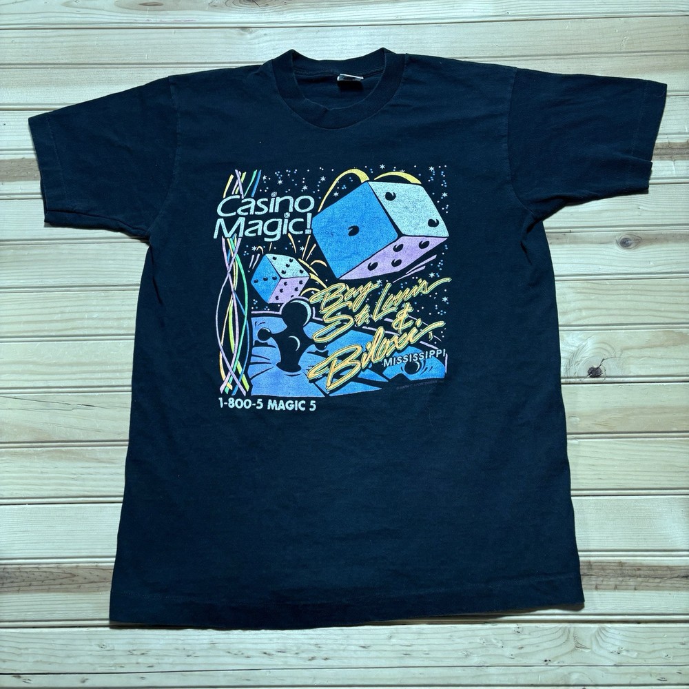 Vintage 90s Casino Magic St Louis Dice Rolling Gambling Shirt Size Medium