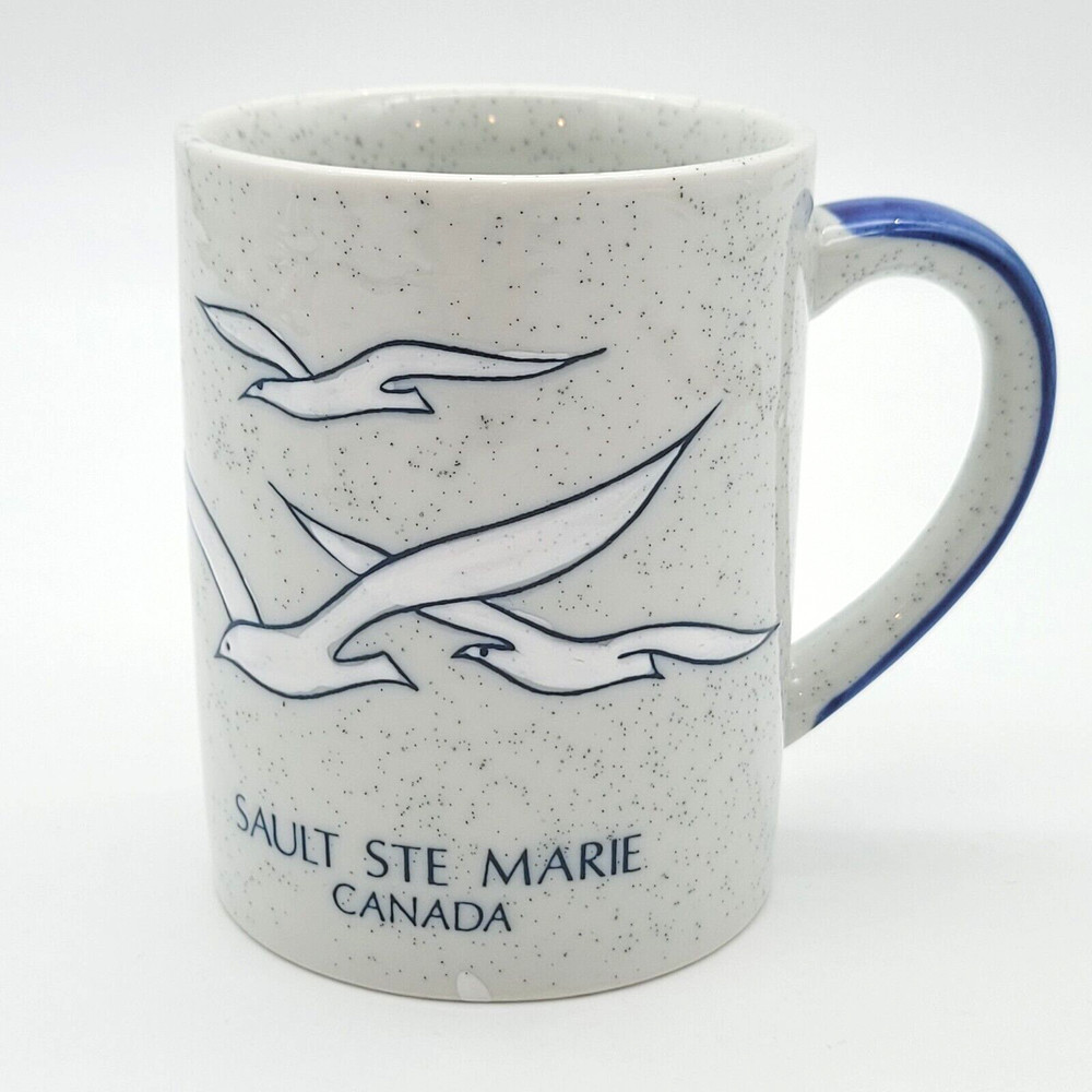 Vintage Canada Sault Ste Marie Stoneware Mug Otagiri Embossed Speckled Souvenir