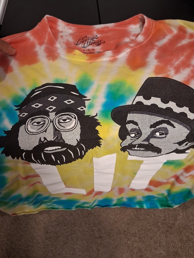 Cheech & Chong Tie-Dye Graphic Long Sleeve Crew Neck T-Shirt Mens L