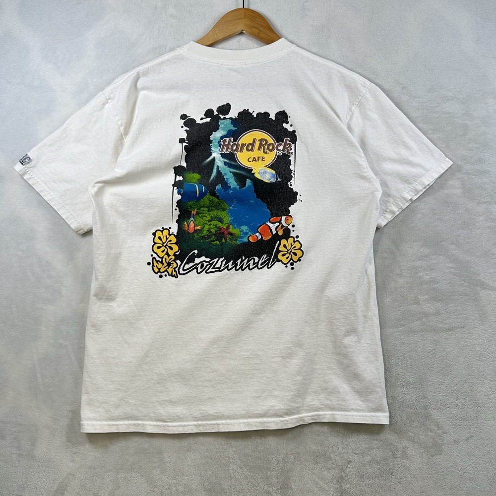 Vintage Hard Rock Cafe Cozumel Graphic White T-shirt Mens Size L