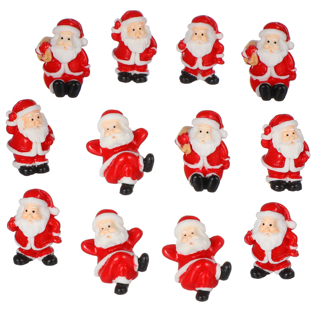 12 Pcs Christmas Ornaments Resin Doll Statue of Father Mini Figurines Decor