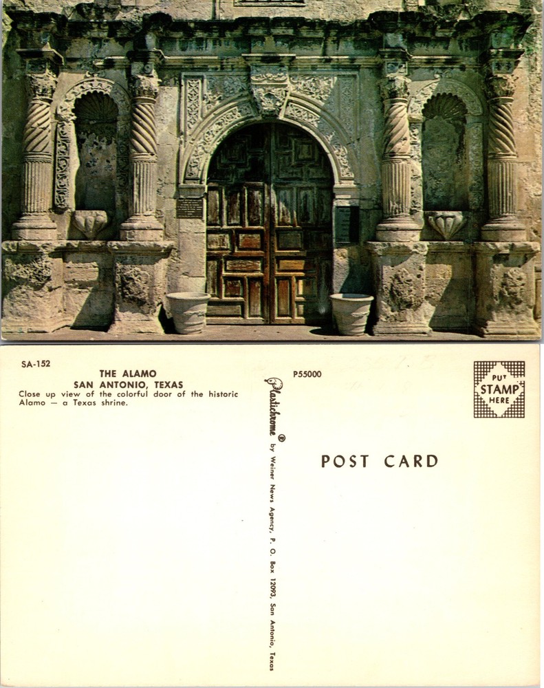 Alamo Doorway San Antonio Texas TX Postcard