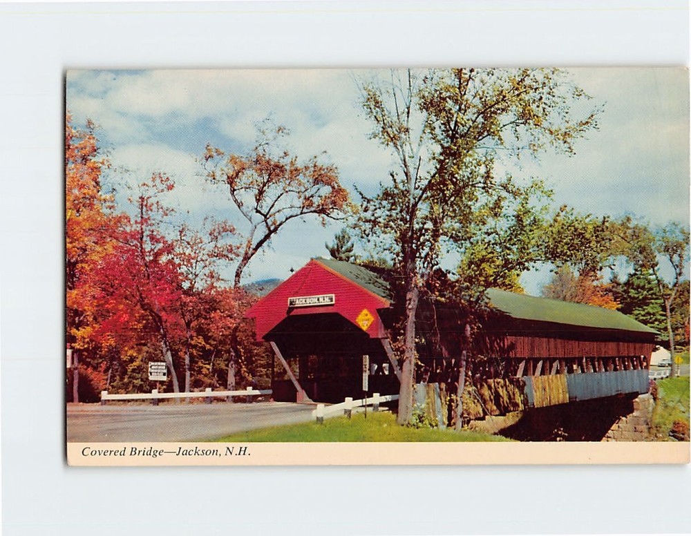 Postcard Famous Covered Bridge at Jackson New Hampshire USA