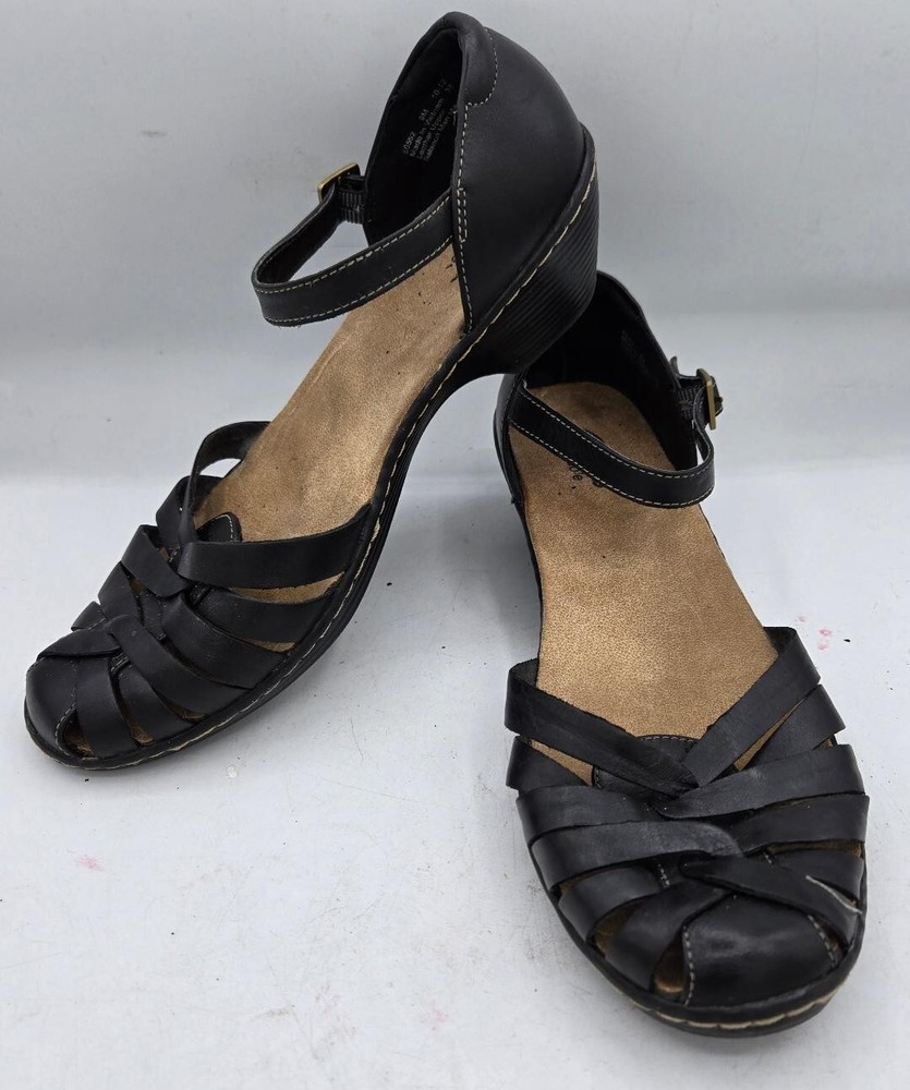 Clarks Collection Womens Black Leather Slingback Comfort Heels Size 9M GREAT!