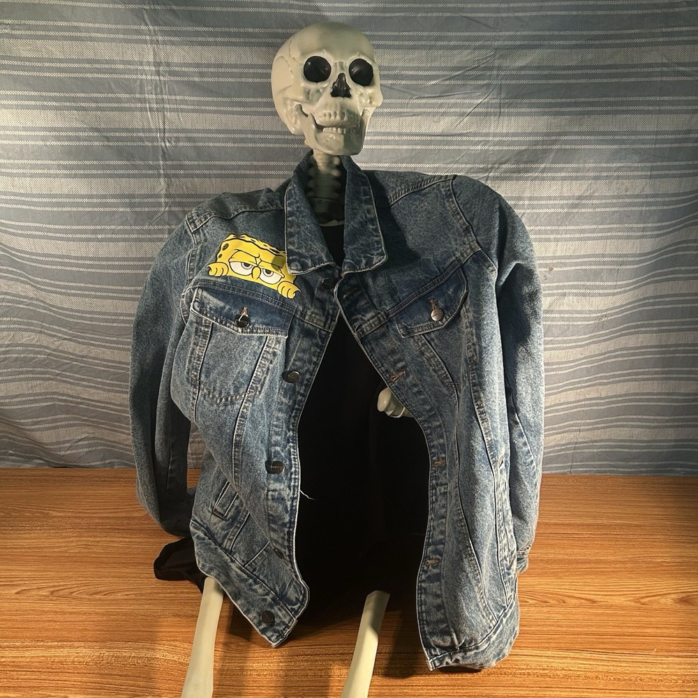 Members Only Nickelodeon SpongeBob Denim Jean Jacket Size Large