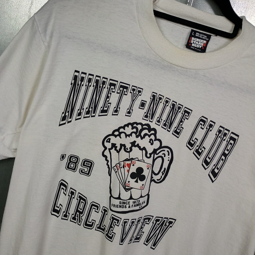 Vintage 80s Beer Playing Cards Poker Bar Drink Shirt Large Pennsylvania 99 Club